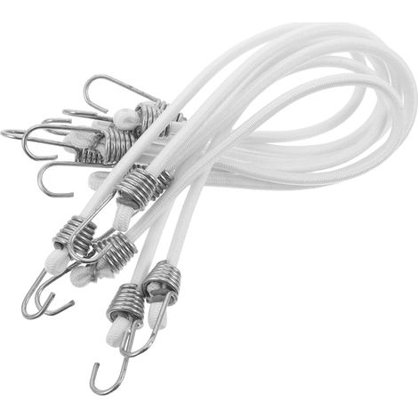 Lot de 20 Sangles Élastiques Robustes Blanches avec Crochets en Caoutchouc pour Arrimage de Bagages Cordons Élastiques Multi-Usages Résistants aux Intempéries pour Camping et (1/5)