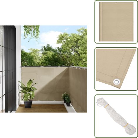 The Living Store Balkon-Sichtschutz Beige 120x800 cm 100 % Polyester-Oxford - Sichtschutz