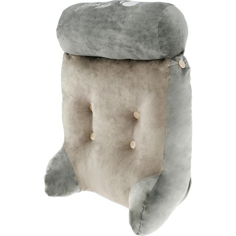 Coussin de lecture pour lit, 40 x 45 cm, avec housse amovible, coussin repose-nuque et repose-bras pour regarder la télévision, lire, jouer à des jeux vidéo ou travailler (Gris)-AquaForge (1/5)