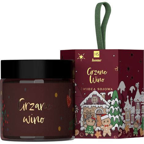 Candela profumata Hiskin al vin brulé di Natale, 100 ml, in cera di soia.