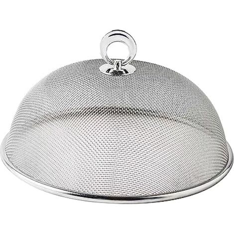Cloche Alimentaire, Couvercle de Nourriture Anti-Mouches,Tente Parapluie en INOX Anti-Insectes Protection pour Barbecue Pique-Nique Aliments, Poignée Rotative à 180 Degrés, Diamètre 28cm (1/5)