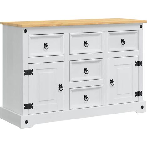 Storage Chests Corona White 112 x 40 x 75 cm Solid Pine Wood vidaXL
