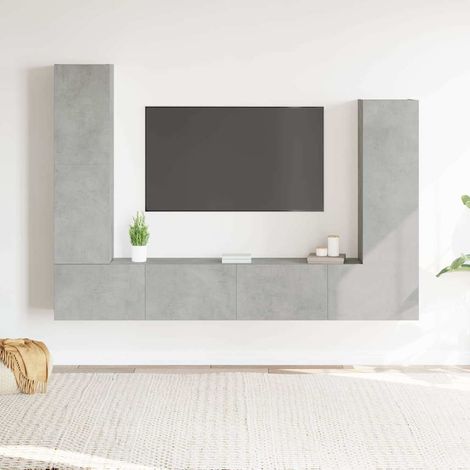 4-tlg. TV-Schrank-Set Betongrau Holzwerkstoff (1/5)
