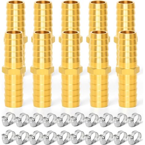 8 Pièces 6mm pouce en laiton tuyau Barb Set, 90 degrés L angle droit coude, forme de Y d'air Barb, Tee carburant/AIR/eau/huile/gaz/WOG 2 Voie 8mm (1/5)