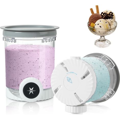 Lot de 2 récipients de rechange pour machines à crème glacée et à service doux, 473,6 g, pintes et couvercles compatibles avec la série NC700 NC701, sans BPA et passent au lave-vaisselle (1/5)