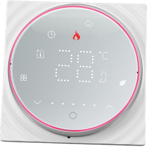 Intelligenter Thermostat mit 1-Wochen-Programmierung, LED-Anzeige, rechteckiger Montageplatte, digitalem Thermostat, Wechselstrom 95–240 V, für Heizkessel, Weiß (1/5)