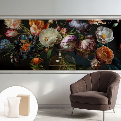 Carta Da Parati Non Tessuto - Con Colla Inclusa per Camera da Letto - Facile da Applica - Motivo decorativo Bouquet di fiori 250x104 cm (1/5)