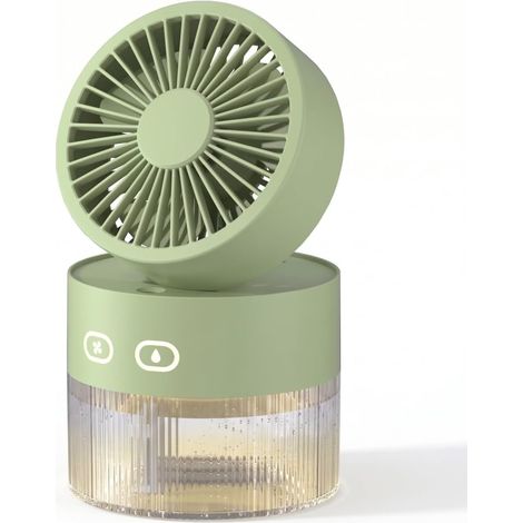 Ventilateur de bureau, humidificateur à brume silencieuse, vert petit Fonctionnement silencieux, rechargeable, pliable, pour voiture, bureau à domicile (1/5)