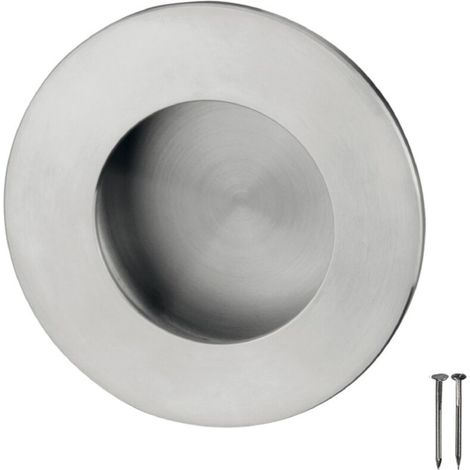 Poignée coquille ronde Ø60mm à encastrer intégration invisible pour portes coulissantes en acier inoxydable finition brossé mat Meuble Cuvette Cuisine Tiroir Placard (1/3)