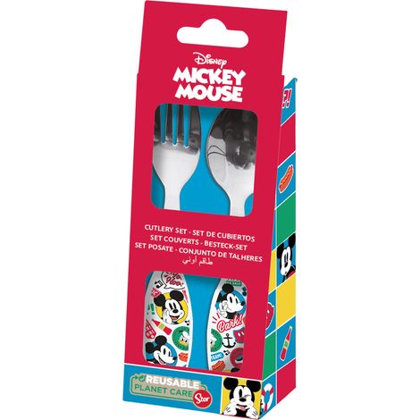 STOR Set 2 Posate Bambini Disney Mickey Mouse in metallo senza BPA lavabili (1/2)