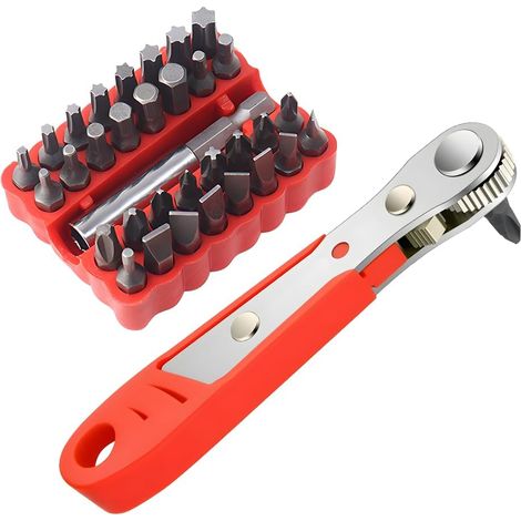 Cliquet Tournevis, Tournevis Magnétique 1/4" à 36 dents Cliquet réversible, Mini Clé à Cliquet à 90 degrés Outils de Réparation de Poche Multifonctions pour voitures vélos maisons DIY (1/5)
