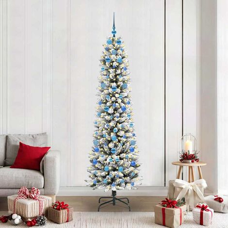 Künstlicher Weihnachtsbaum mit 300 LEDs mit Ständer Weiß 210 cm