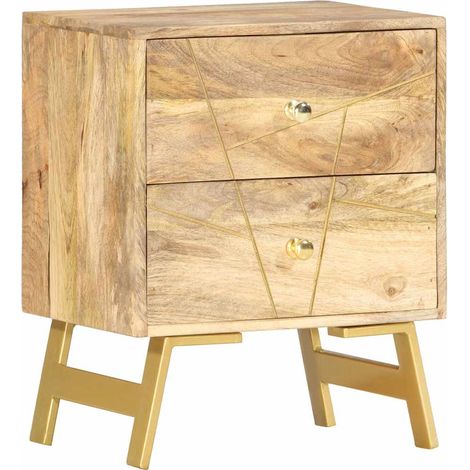 vidaXL Mesita de noche de madera maciza de mango 40x30x50 cm (1/5)