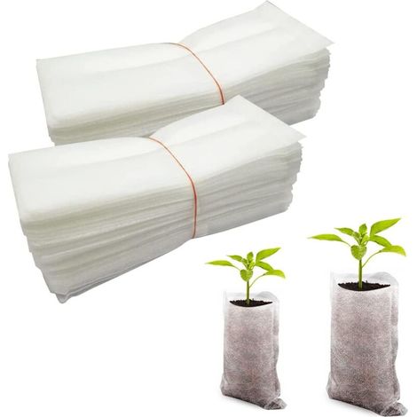 Packung mit 100 biologisch abbaubaren Pflanzsäcken aus Vliesstoff, strapazierfähige Pflanzsäcke für Pflanzen, Blumen und Gärten (18 x 22 cm)