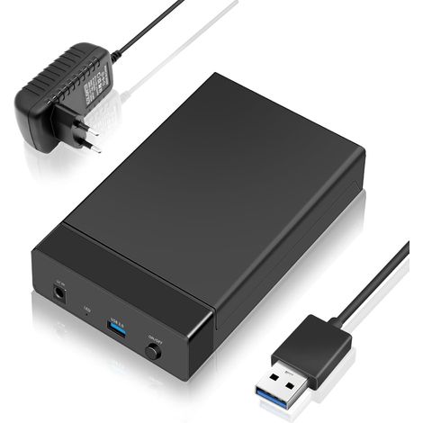3.5" hard drive enclosure – 5 Gbps USB 3.0 to SATA – External hard drive enclosure for 2.5" and 3.5" SSDs up to 16 TB with power supply – UASP support – Heat dissipation