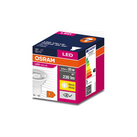 Ampoule LED VALUE PAR16 Plastic 35 36° 3,2W 2700K GU10 Osram