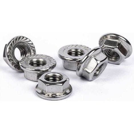 M6 Écrous à Bride Embrase Dentelée (Paquet de 25) Hex Zingué Contre-écrou pour Boulons/Vis - Hexagonaux Écrou de Fixation en Acier Allié Norme Certifiée  (6mm) (1/3)