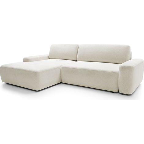Selsey Baleo - Ecksofa mit Schlaffunktion, Chenille-Bezug, Creme, linksseitig (1/5)