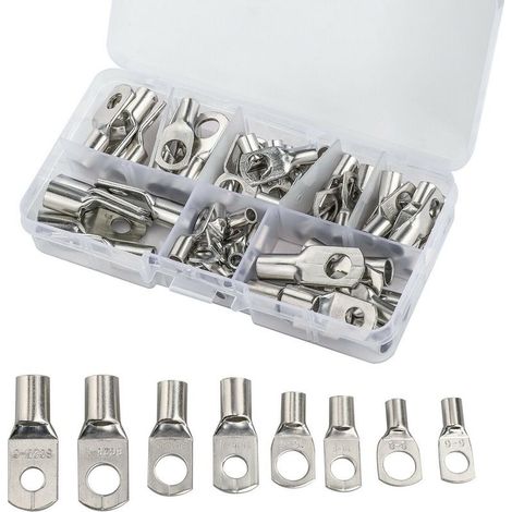 Générique 60pcs Copper Câble nu électrique Crimp Terminal Lug Ring Wire Connecteur SC6-8 SC10-6 SC10-8 SC16-6 SC16-8 SC25-6 SC25-10 (1/5)