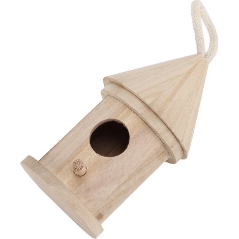 Maison à oiseaux ronde en bois, bricolage extérieur, décoration de jardin, petite taille 5 cm avec corde