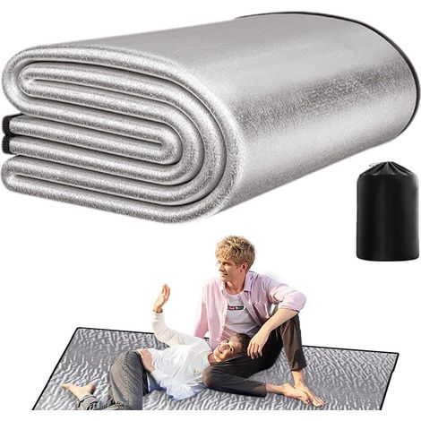 Tapis de camping, matelas de camping - Matelas en feuille d'aluminium Tapis résistant à l'humidité pour l'extérieur, matelas imperméable et isolant, tapis de pique-nique pour la plage. (1/5)