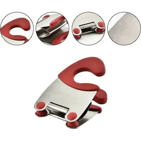 1 pièces en acier inoxydable Pot Clips latéraux anti-brûlure porte-cuillère Gadgets de cuisine en caoutchouc pratique outils de cuisine porte-pots rouge (1/3)