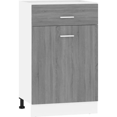 Mueble bajo de cocina con cajones 50 x 46 x 81,5 cm almacenamiento ergonómico diseño moderno madera de ingeniería gris Sonoma 020048194 (1/5)