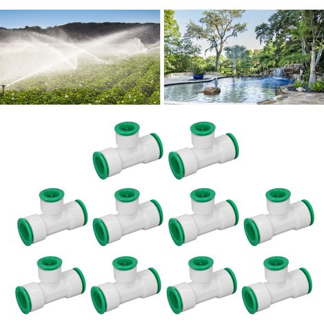 Lot de 10 unités, raccord en T rapide réducteur, connexion en ligne, raccord pour tuyau d'eau, 25 x 20 mm (1/5)