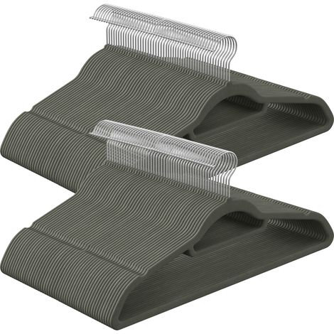 Cintre en Velours, Lot de 20, Antiglisse, Barre à Cravate, Crochet Pivotant 360°, Épaisseur 0,6 cm, Longueur 43,5 cm, pour Manteau, Robe, Pantalon, Gris et Argent CRF20V (1/5)