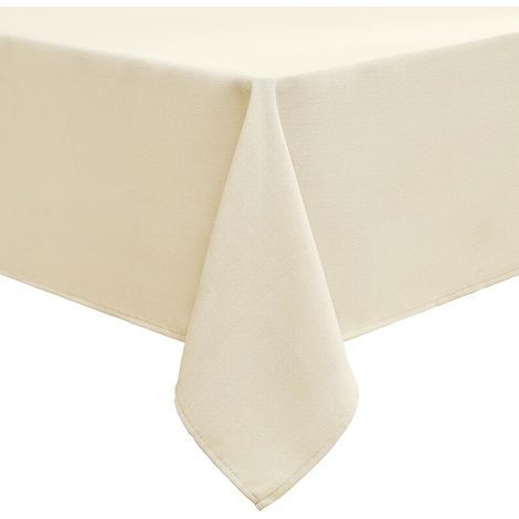 Nappe Rectangulaire 140 x 180 cm Aspect Lin Nappe Exterieur Impermeable Nappe de Table Anti Tache pour Manger, Jardin - Beige (1/5)