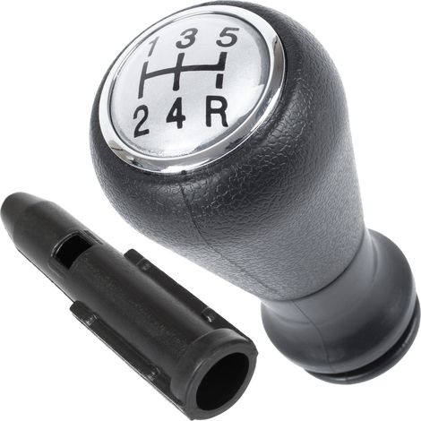 Pomello del cambio Peugeot 206 ARGENTO + DIAGRAMMA NERO 5 MARCE + adattatore / adattatore leva pomello cambio SET 2 pezzi. (1/2)