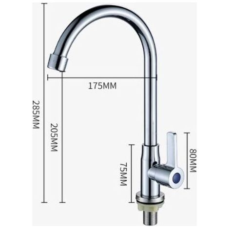 Robinet en laiton Robinet d'eau froide unique Fournitures de cuisine Bassin de légumes Robinet d'évier Robinet d'eau en alliage de zinc Robinet de cuisine vertical Distributeur d'eau d'évier sur (1/2)