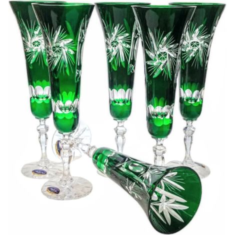 Verres à champagne en cristal émeraude 170 ml, moulin à olives (1/5)
