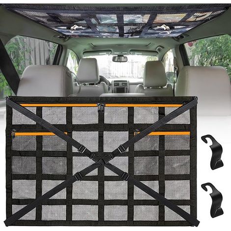 Red de almacenamiento para coche，Red para equipaje de autocaravana，Bolsa organizadora de red，90 cm，65 cm，Negro，red，Red (1/5)