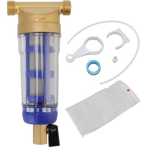 Filtre à eau de sédimentation cyclonique G1/2 pouces – Cuivre pur – Filtration 40-60 µm – Compatible lave-linge et chauffe-eau (1/5)