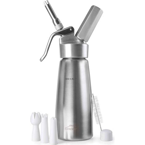 Lacor 68405- Sifone Panna o,5 lt Inox + Cappuccio in plastica (1/3)