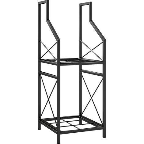 Portalegna a 2 Livelli 34x30x80cm per Interno Esterno in Metallo Nero (1/5)