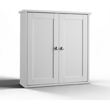 Meuble haut de salle de bain cuisine 60x18x60cm blanc porte réglable (1/5)