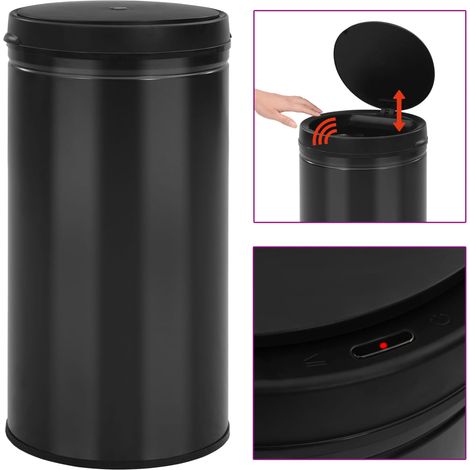 Automatischer Sensor-Mülleimer 60 L Kohlenstoffstahl Schwarz