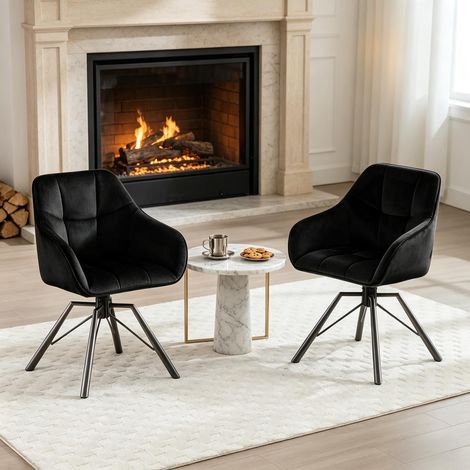 Ensemble de 2 chaises de cuisine pivotantes, fauteuils de salle à manger larges avec dossier capitonné, assise confortable pour espace repas moderne, sièges rembourrés robustes. (1/5)