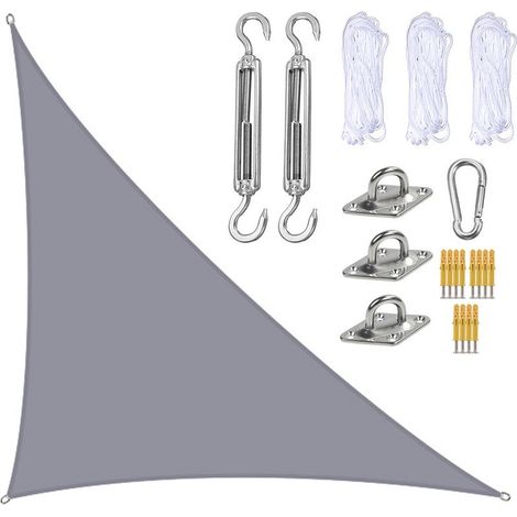 Voile d'ombrage 4x4x5.7m, auvent extérieur triangulaire droit pour jardin, arrière-cour, terrasse, Patio, gris (1/5)