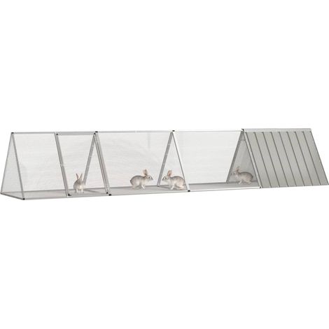 Maison Exclusive - Gabbia per Conigli grigio 403,5x80,5x71 cm Acciaio Zincato