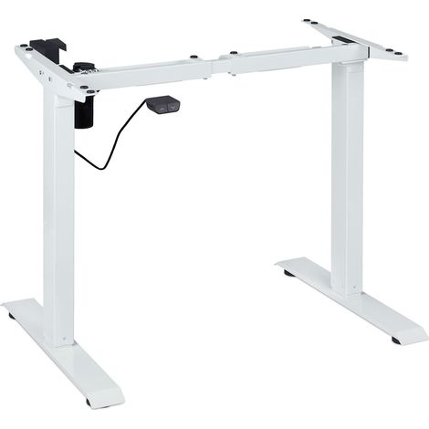 Pied de Bureau réglable en Hauteur, électrique, Extensible, tréteau, 71-121 cm, Cadre Table, Acier, Blanc (1/5)