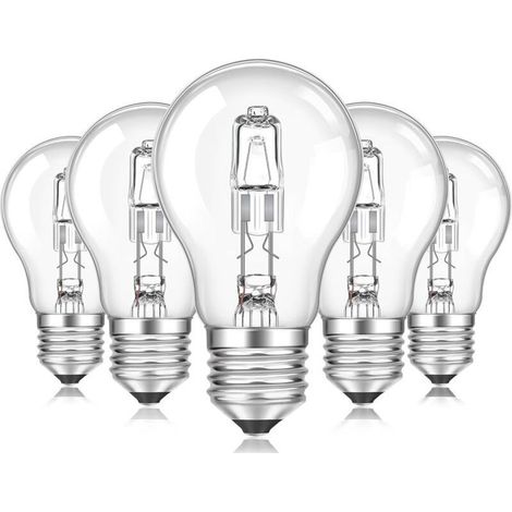 Ampoule E27 A55 à intensité variable, lumière blanche chaude, ampoule sphérique transparente E27 A55 adaptée pour plafonnier, lampe de table, applique murale, lampadaire, pack de 5