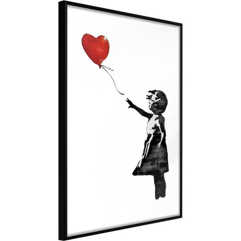 Affiche Murale Encadrée "Banksy Girl with Balloon II" 40 x 60 cm Noir