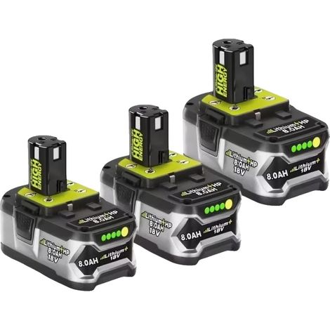 Batería de litio, 18V, capacidad de 8000mAh, RYOBI 18V 8.0Ah 3PCS, 18V (1/2)