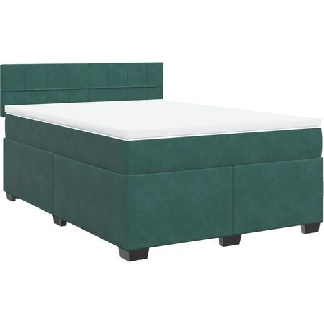 vidaXL Giroletto a Molle con Materasso Verde Scuro 140x200 cm Velluto (1/5)