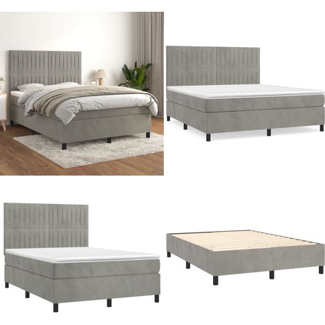 Boxspringbett mit Matratze Hellgrau 140x200 cm Samt - Samtbett - Boxspringbett - Doppelbett - Schlafzimmermöbel - Luxusbett - Home & Living (1/5)