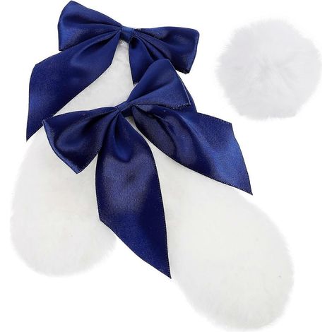 paire d'oreilles de lapin en peluche pour casque de moto-17X11cm-Blue (1/3)
