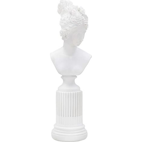 Scultura donna romana in poliresina colore bianco con piedistallo per decorazioni ambienti (1/5)